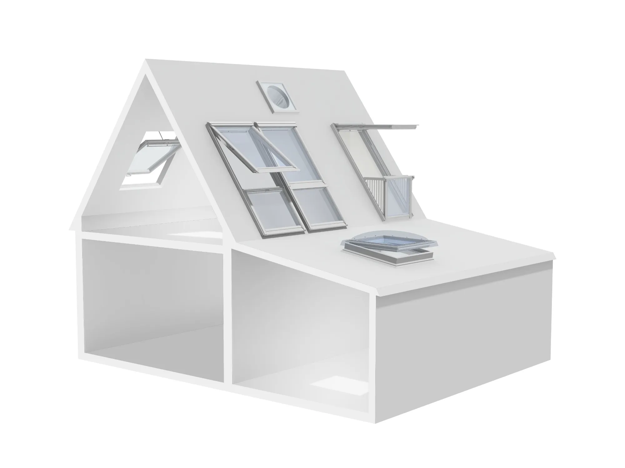 A white shelf with a window and a book.